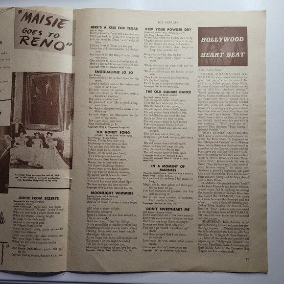 Hit Parader Publication Song Magazine November 1945 Movie Soundtrack Music Stars - Picture 9 of 11